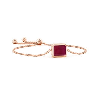 12x10mm A Horizontally Set Emerald-Cut Ruby Bolo Bracelet in Rose Gold