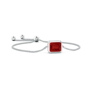 12x10mm AA Horizontally Set Emerald-Cut Ruby Bolo Bracelet in 9K White Gold