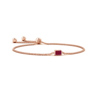 6x4mm A Horizontally Set Emerald-Cut Ruby Bolo Bracelet in 9K Rose Gold