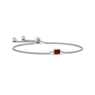 6x4mm AAAA Horizontally Set Emerald-Cut Ruby Bolo Bracelet in White Gold