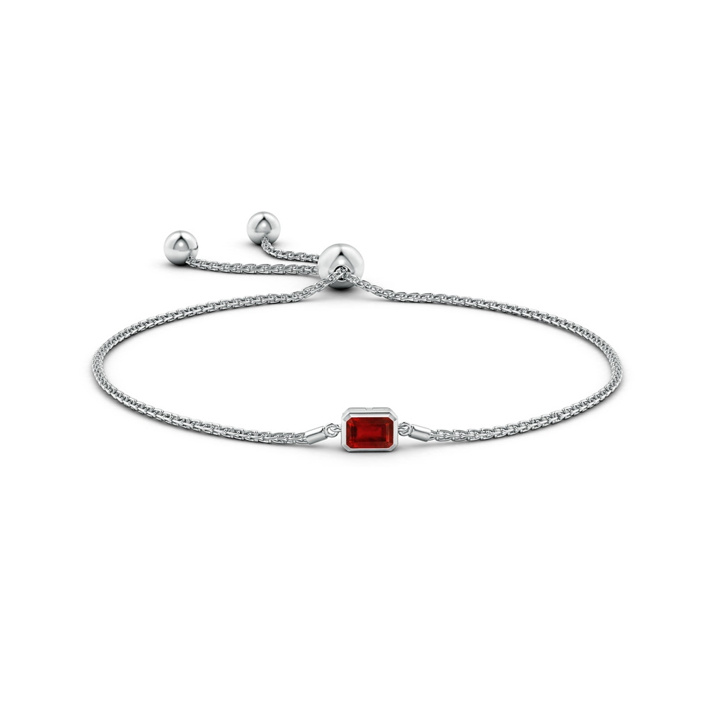6x4mm AAAA Horizontally Set Emerald-Cut Ruby Bolo Bracelet in White Gold - side 199
