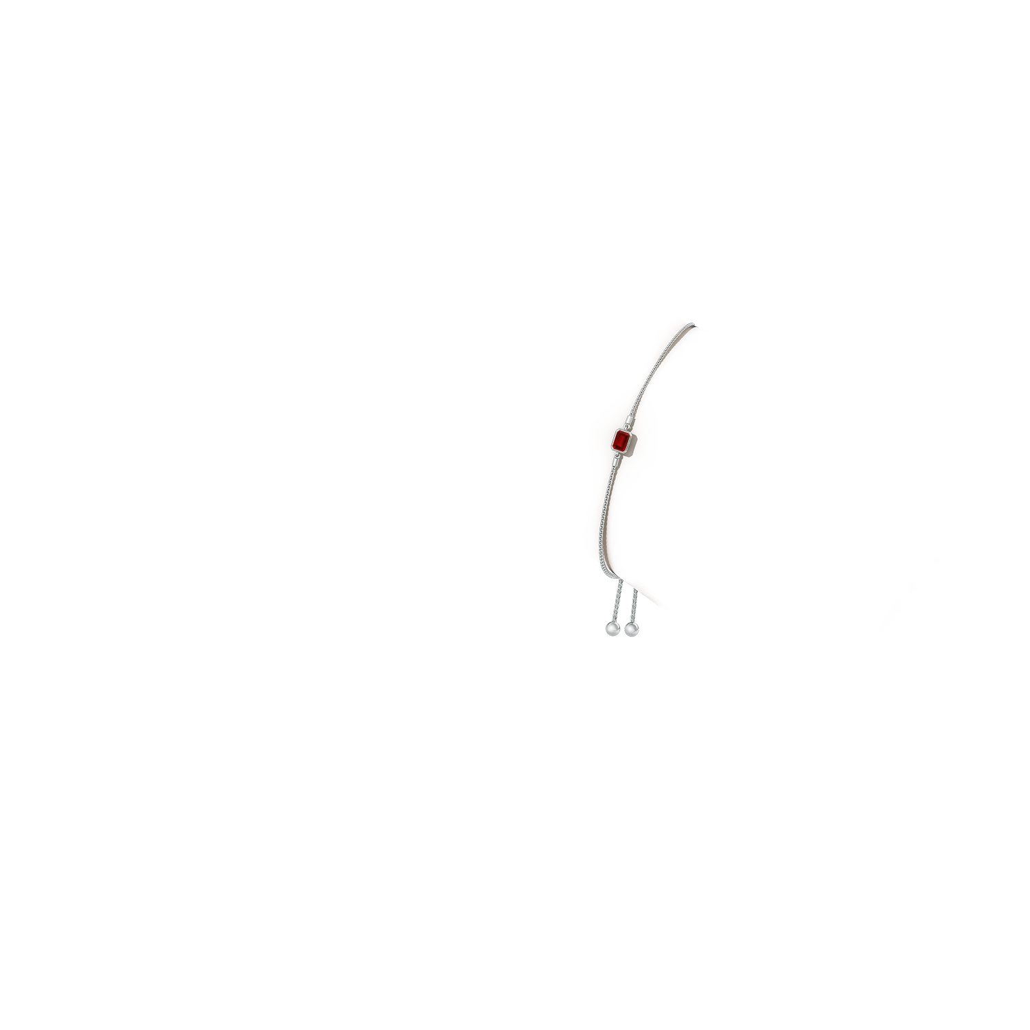 6x4mm AAAA Horizontally Set Emerald-Cut Ruby Bolo Bracelet in White Gold - body_arm