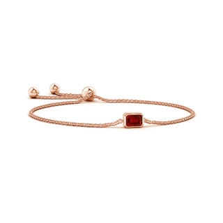 7x5mm AAAA Horizontally Set Emerald-Cut Ruby Bolo Bracelet in 9K Rose Gold