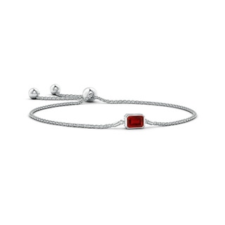 7x5mm AAAA Horizontally Set Emerald-Cut Ruby Bolo Bracelet in 9K White Gold