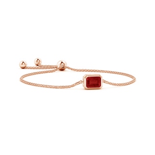 9x7mm AA Horizontally Set Emerald-Cut Ruby Bolo Bracelet in Rose Gold