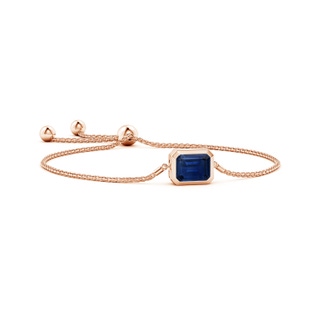 10x8mm AAA Horizontally Set Emerald-Cut Sapphire Bolo Bracelet in Rose Gold