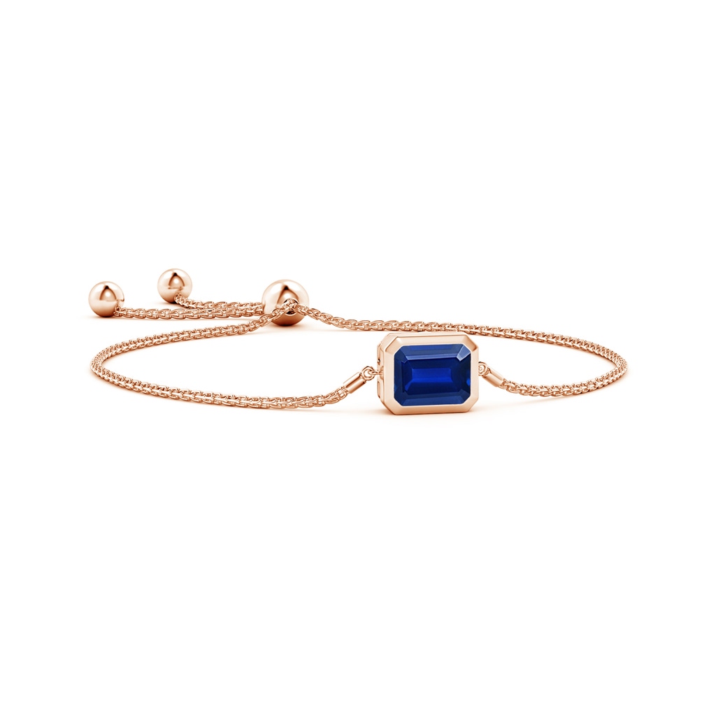 10x8mm Lab-Grown Horizontally Set Emerald-Cut Sapphire Bolo Bracelet in Rose Gold