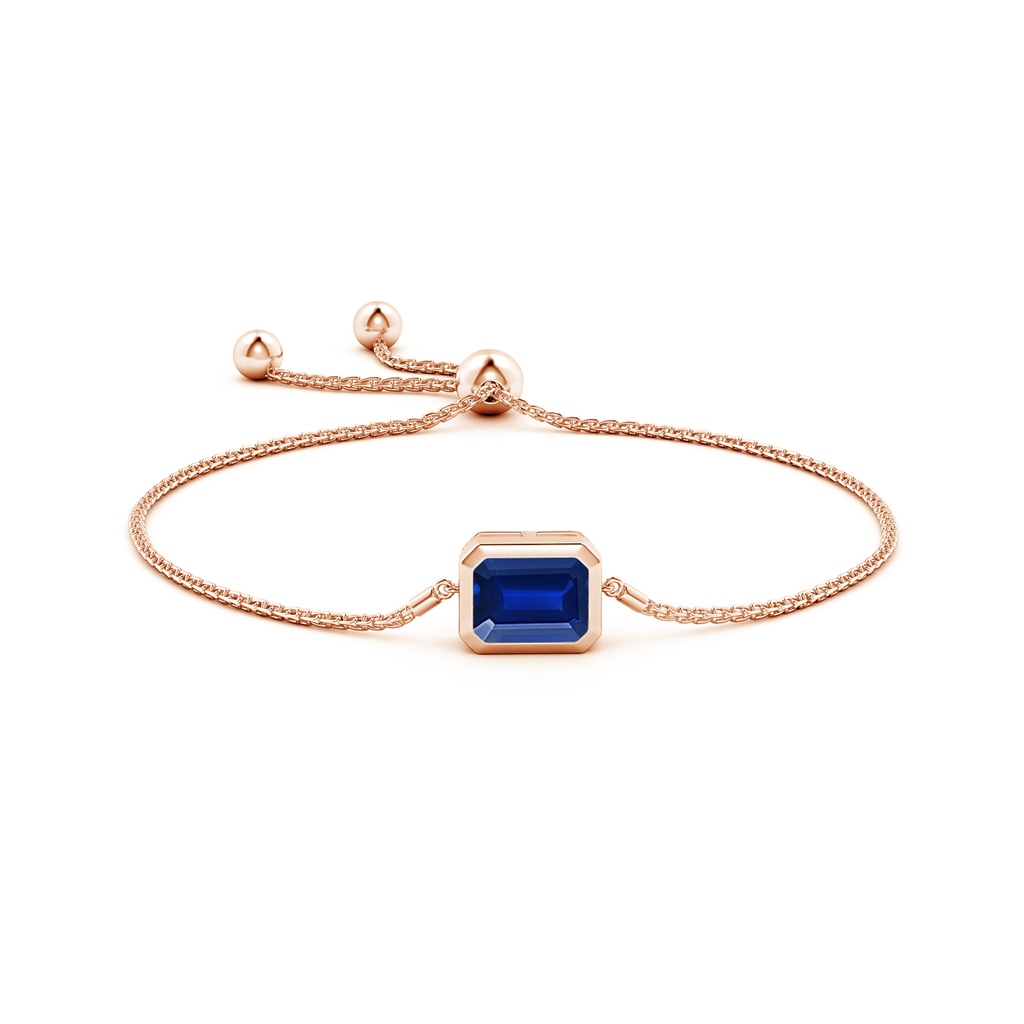 10x8mm Lab-Grown Horizontally Set Emerald-Cut Sapphire Bolo Bracelet in Rose Gold - side 199
