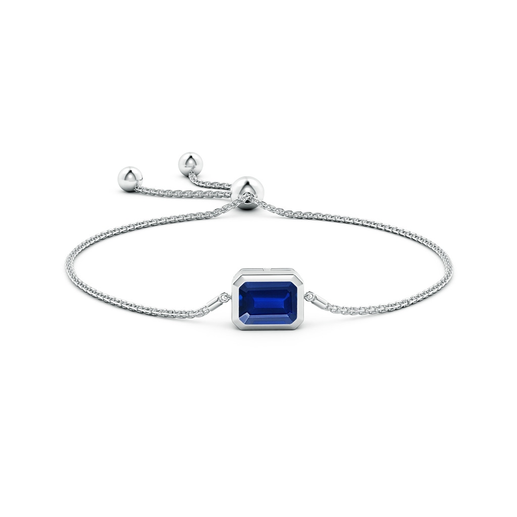 10x8mm Lab-Grown Horizontally Set Emerald-Cut Sapphire Bolo Bracelet in White Gold - side 199