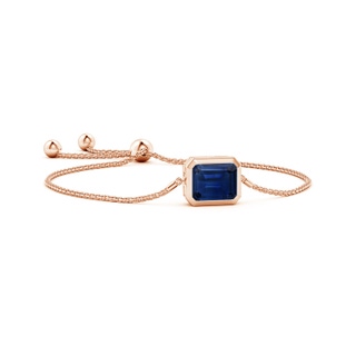 12x10mm AAA Horizontally Set Emerald-Cut Sapphire Bolo Bracelet in Rose Gold