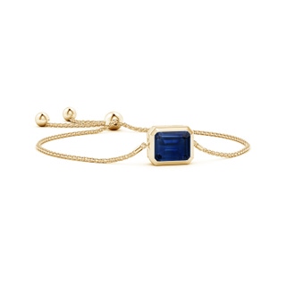 12x10mm AAA Horizontally Set Emerald-Cut Sapphire Bolo Bracelet in Yellow Gold
