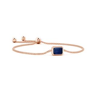 9x7mm AAA Horizontally Set Emerald-Cut Sapphire Bolo Bracelet in Rose Gold