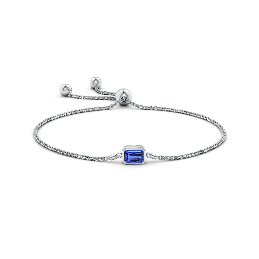 7x5mm AAA Horizontally Set Emerald-Cut Tanzanite Bolo Bracelet in White Gold Side-1