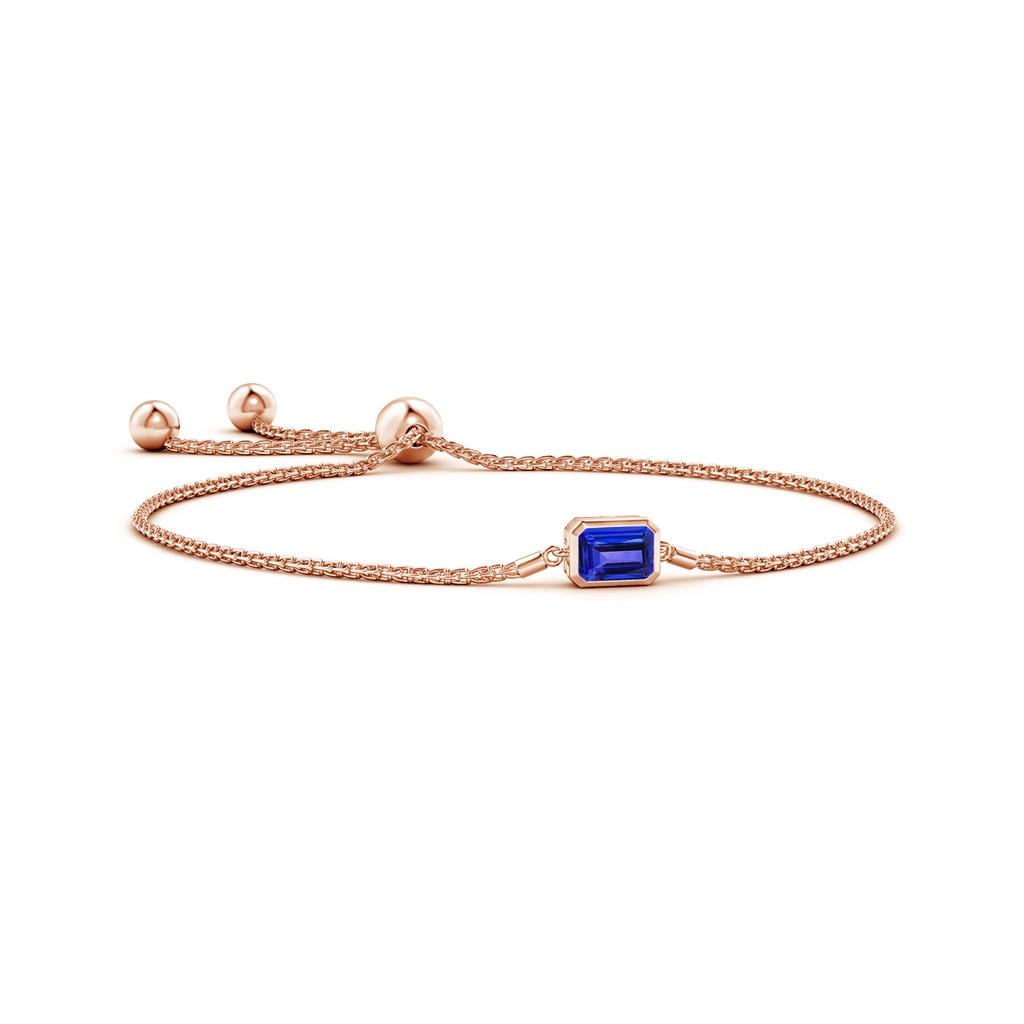 7x5mm AAAA Horizontally Set Emerald-Cut Tanzanite Bolo Bracelet in Rose Gold