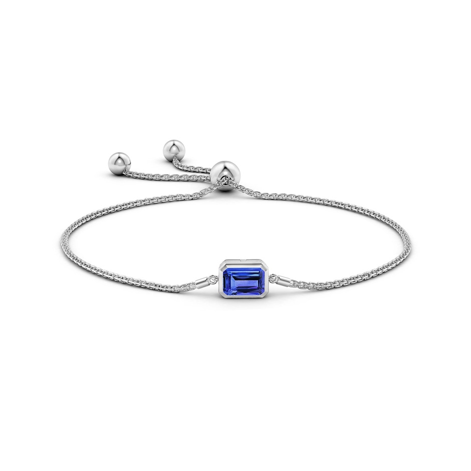 8x6mm AAA Horizontally Set Emerald-Cut Tanzanite Bolo Bracelet in White Gold side-1