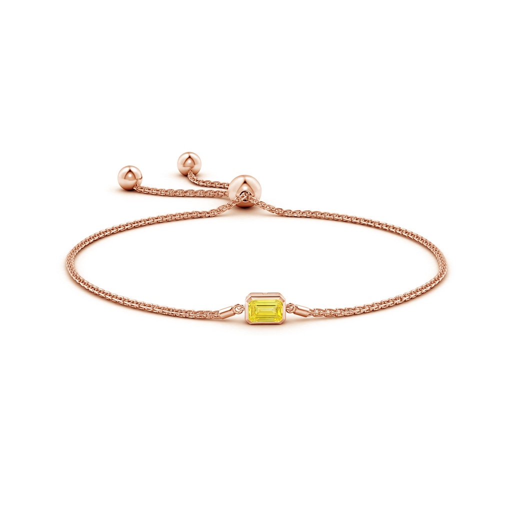 6x4mm AAAA Horizontally Set Emerald-Cut Fancy Intense Yellow Diamond Bolo Bracelet in Rose Gold - side 199