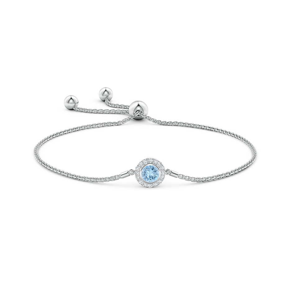 5mm AAA Bezel-Set Aquamarine Bolo Bracelet with Diamond Halo in White Gold side-1