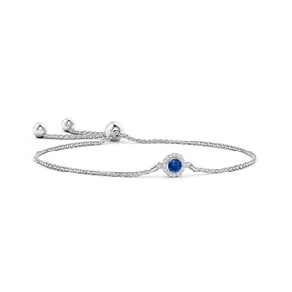 4mm AAA Bezel-Set Sapphire Bolo Bracelet with Diamond Halo in White Gold