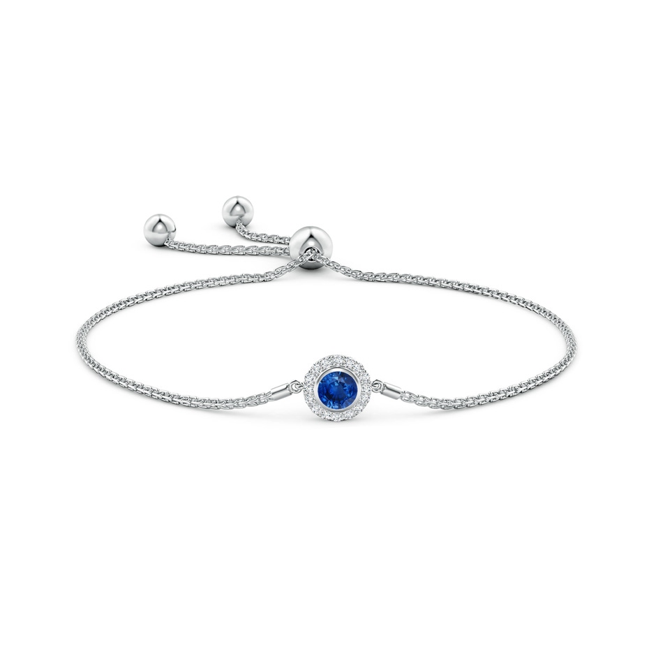 5mm AAA Bezel-Set Sapphire Bolo Bracelet with Diamond Halo in White Gold side-1