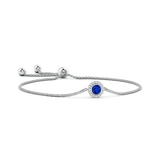5mm AAAA Bezel-Set Sapphire Bolo Bracelet with Diamond Halo in White Gold