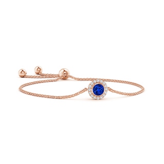 6mm AAAA Bezel-Set Sapphire Bolo Bracelet with Diamond Halo in Rose Gold