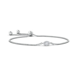 6x3mm GVS2 East-West Marquise Diamond Bolo Bracelet with Halo in White Gold