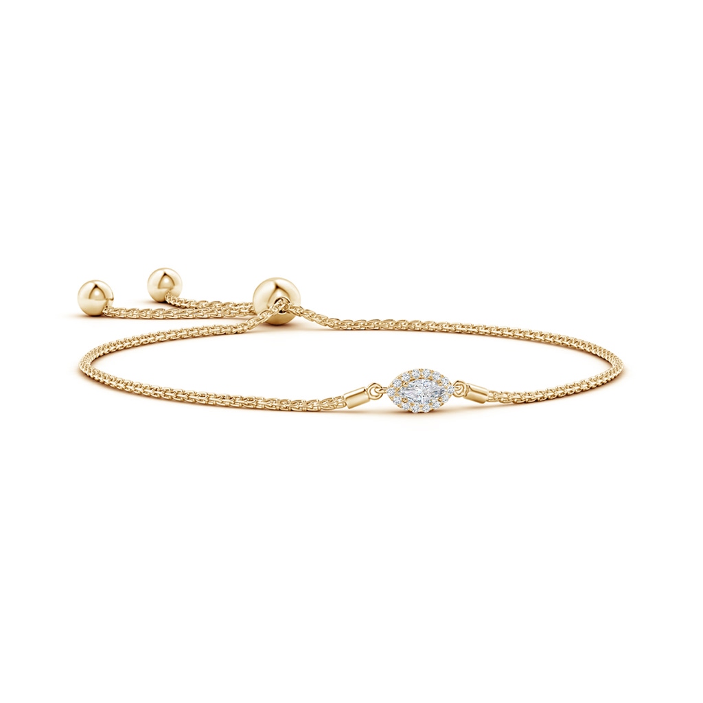 6x3mm GVS2 East-West Marquise Diamond Bolo Bracelet with Halo in Yellow Gold