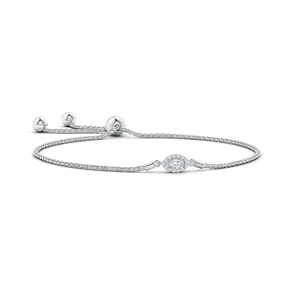 6x3mm HSI2 East-West Marquise Diamond Bolo Bracelet with Halo in White Gold