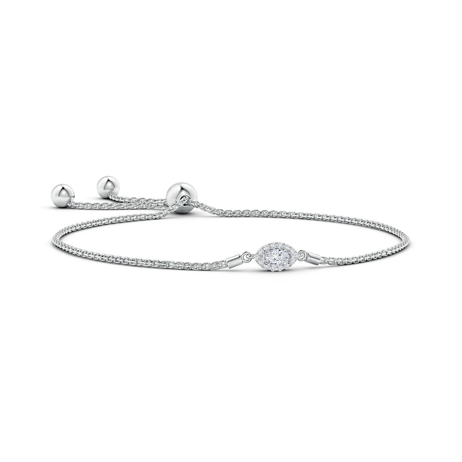 6x3mm HSI2 East-West Marquise Diamond Bolo Bracelet with Halo in White Gold 