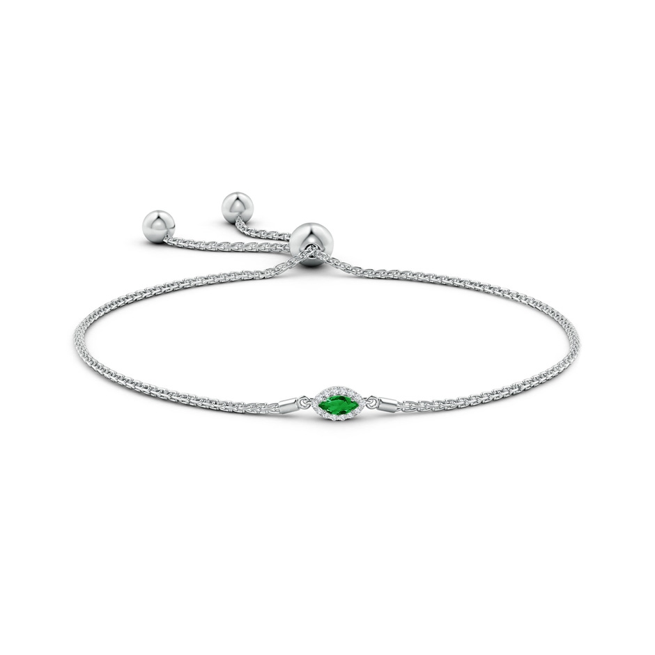 5x2.5mm AAA East-West Marquise Emerald Bolo Bracelet with Halo in White Gold side-1