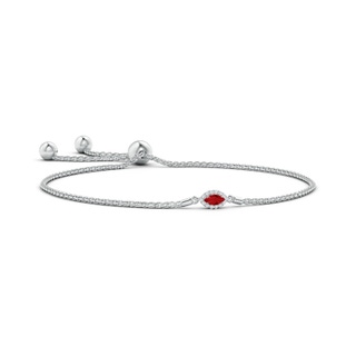 5x2.5mm AAA East-West Marquise Ruby Bolo Bracelet with Halo in White Gold