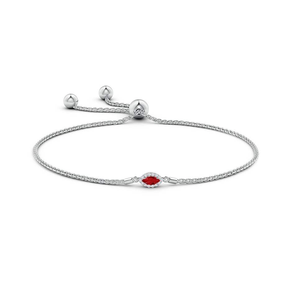 5x2.5mm AAA East-West Marquise Ruby Bolo Bracelet with Halo in White Gold side-1