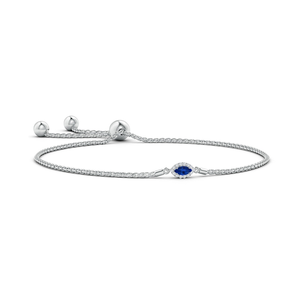 5x2.5mm AAAA East-West Marquise Sapphire Bolo Bracelet with Halo in White Gold