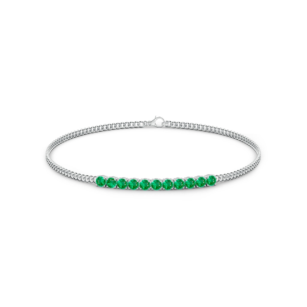 2.9mm AAA Prong-Set Emerald Bar Bracelet in White Gold Side-1