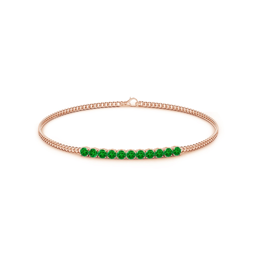 2.9mm AAAA Prong-Set Emerald Bar Bracelet in Rose Gold Side-1