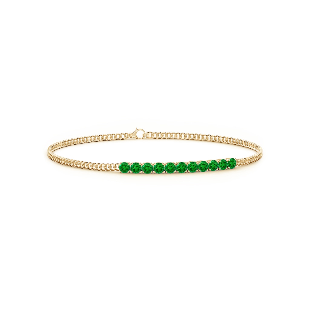 2.9mm AAAA Prong-Set Emerald Bar Bracelet in Yellow Gold