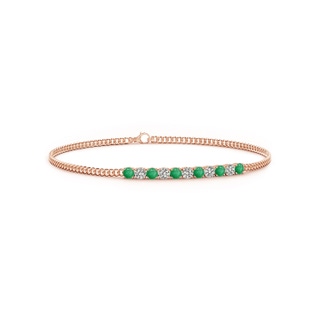 2.9mm A Prong-Set Emerald and Diamond Bar Bracelet in Rose Gold