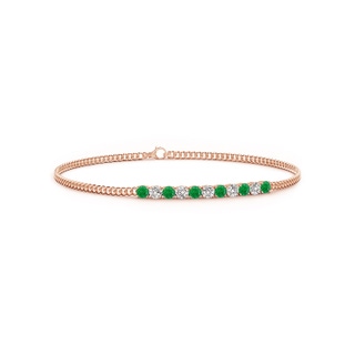 2.9mm AA Prong-Set Emerald and Diamond Bar Bracelet in Rose Gold