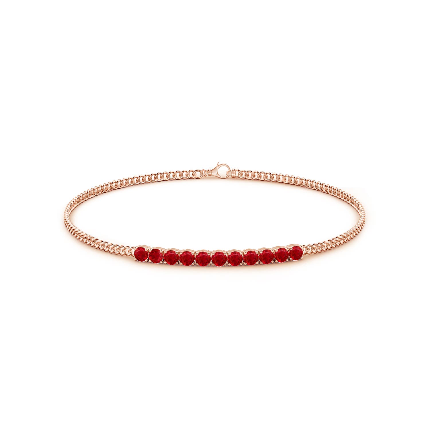 2.9mm AAA Prong-Set Ruby Bar Bracelet in Rose Gold - side 1