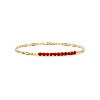 2.9mm AAA Prong-Set Ruby Bar Bracelet in Yellow Gold