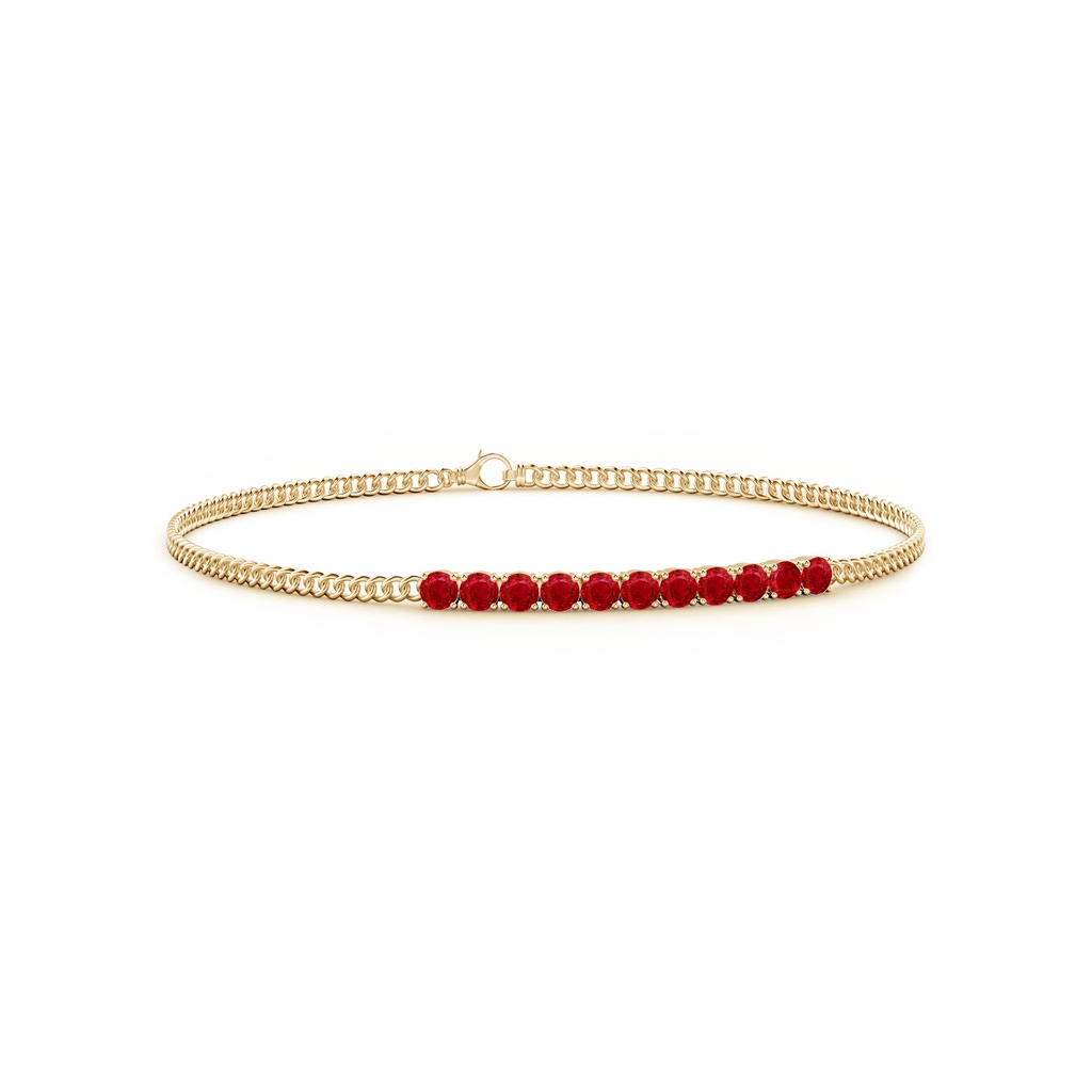 2.9mm AAA Prong-Set Ruby Bar Bracelet in Yellow Gold