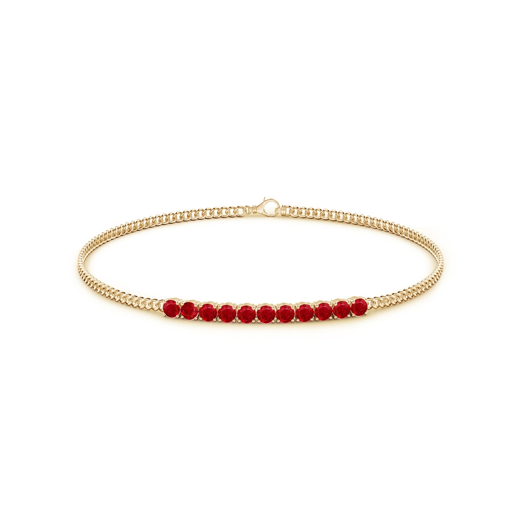 2.9mm AAA Prong-Set Ruby Bar Bracelet in Yellow Gold Side-1