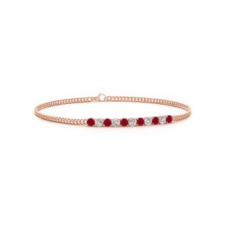 2.9mm AA Prong-Set Ruby and Diamond Bar Bracelet in Rose Gold