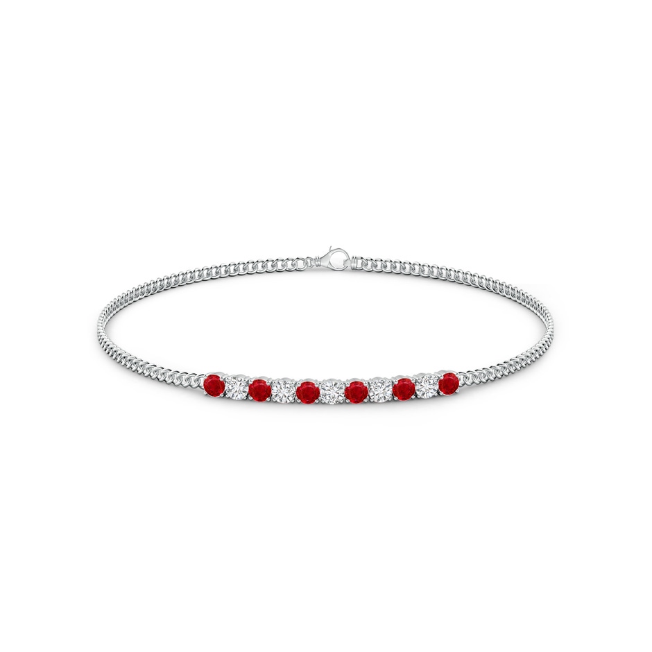 2.9mm AAA Prong-Set Ruby and Diamond Bar Bracelet in White Gold side-1