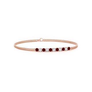 2.9mm AAAA Prong-Set Ruby and Diamond Bar Bracelet in Rose Gold