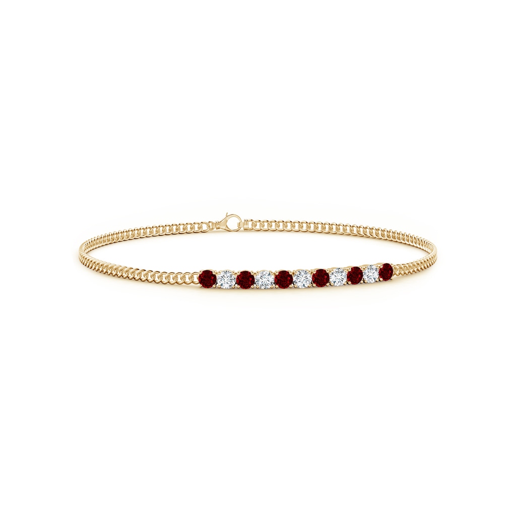 2.9mm AAAA Prong-Set Ruby and Diamond Bar Bracelet in Yellow Gold