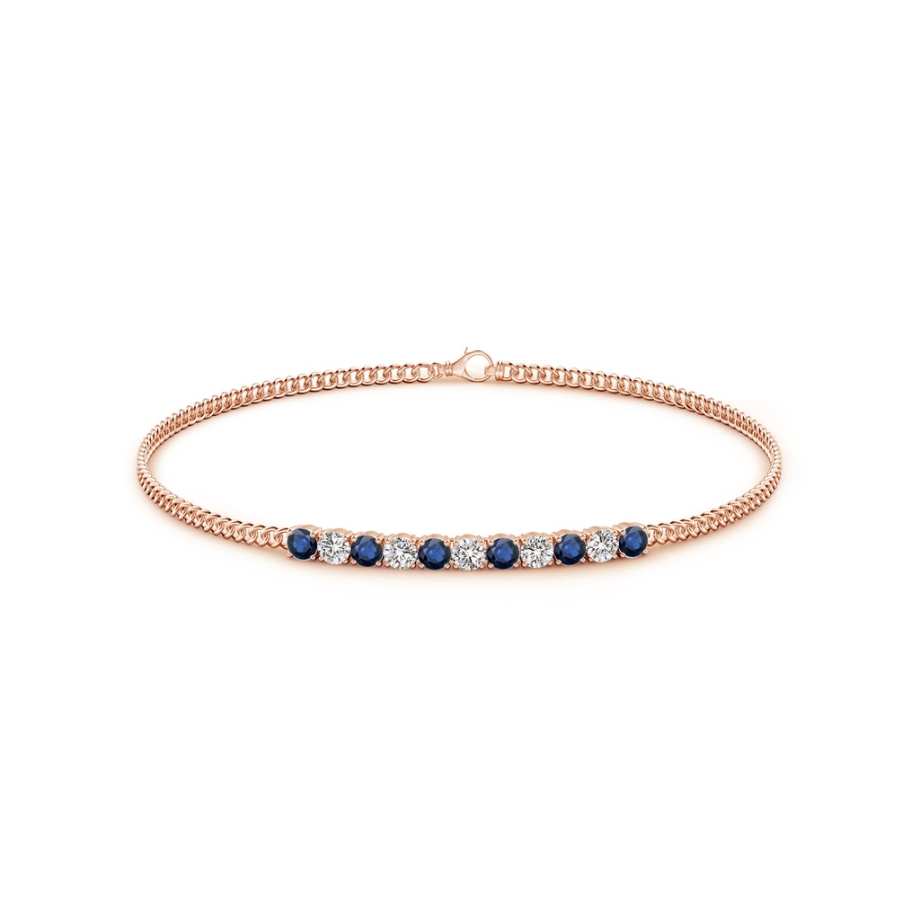 2.9mm AA Prong-Set Sapphire and Diamond Bar Bracelet in Rose Gold Side-1