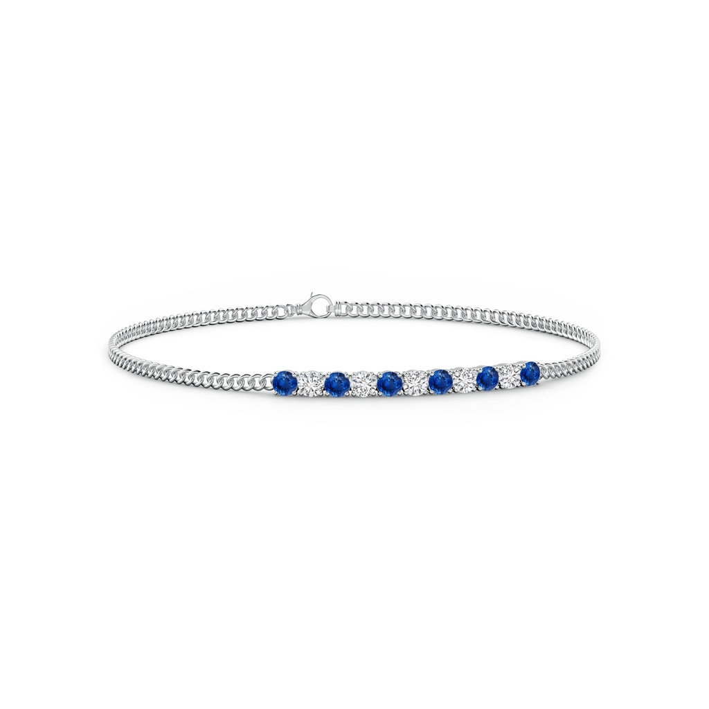 2.9mm AAA Prong-Set Sapphire and Diamond Bar Bracelet in White Gold