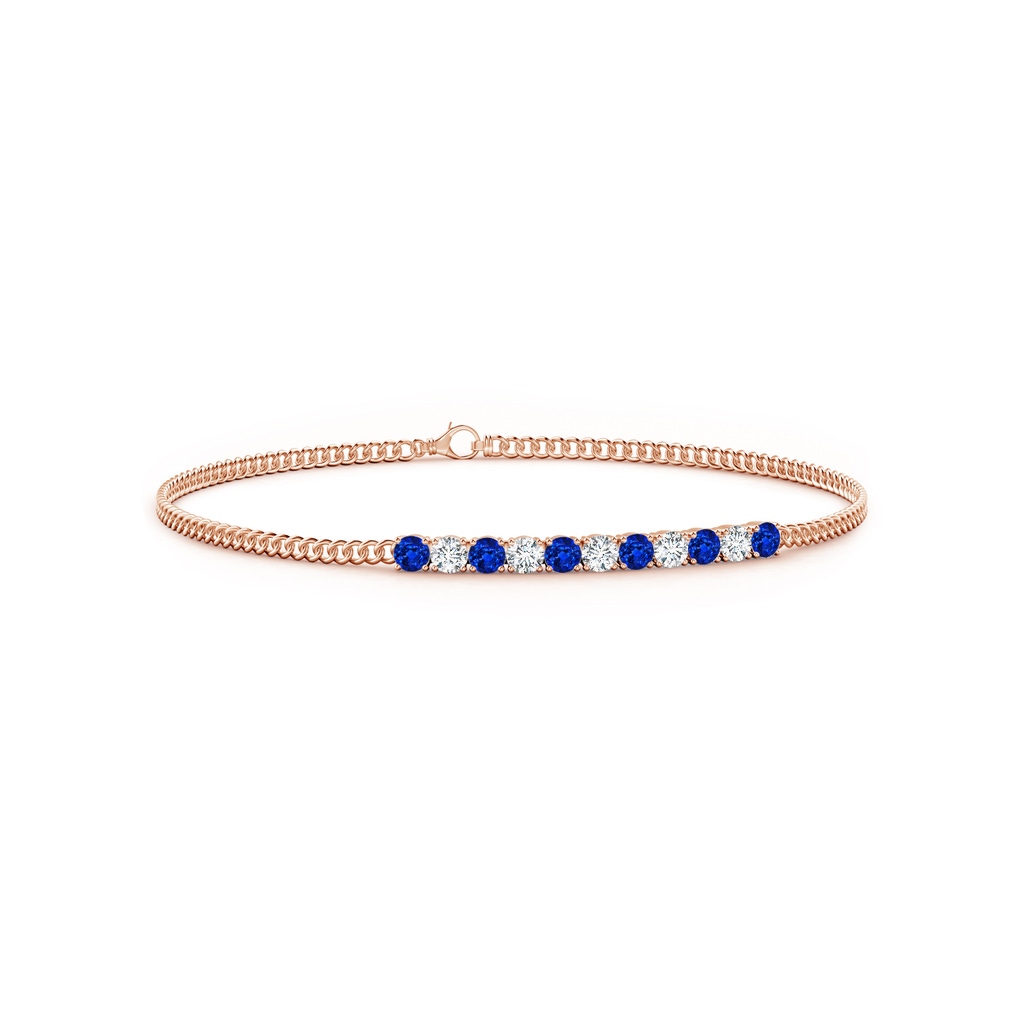 2.9mm AAAA Prong-Set Sapphire and Diamond Bar Bracelet in Rose Gold