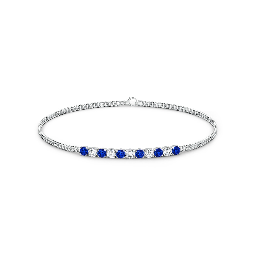 2.9mm AAAA Prong-Set Sapphire and Diamond Bar Bracelet in White Gold Side-1
